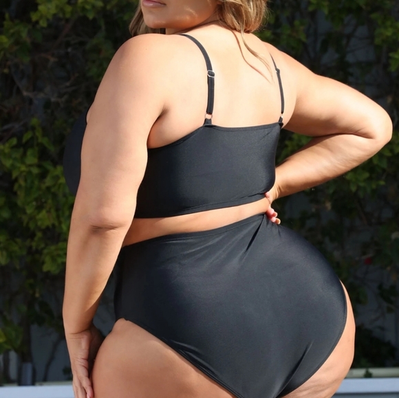 SET! Women's 2 PIECE Maui bikini tank top 1X, high-rise bikini bottom 2X BLACK - Picture 5 of 13